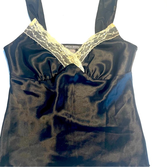 Bisou Bisou camisole, black with cream lace M - Picture 3 of 10